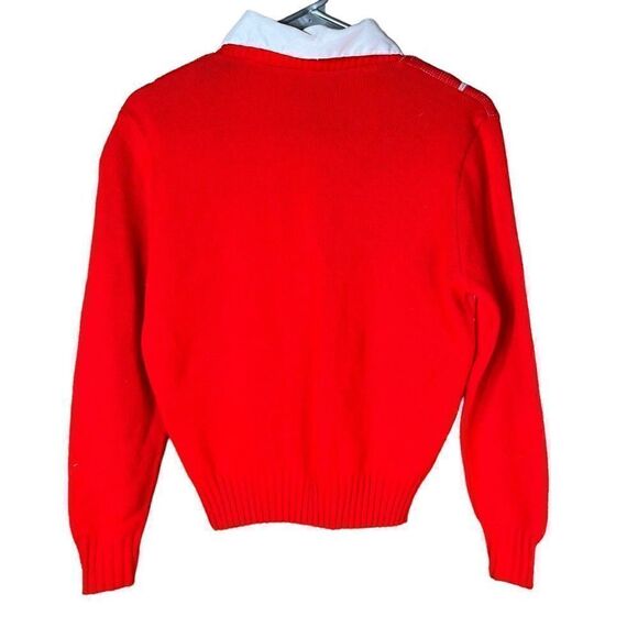 Vintage Women’s collared Red White Sweater Size Large - Picture 7 of 7